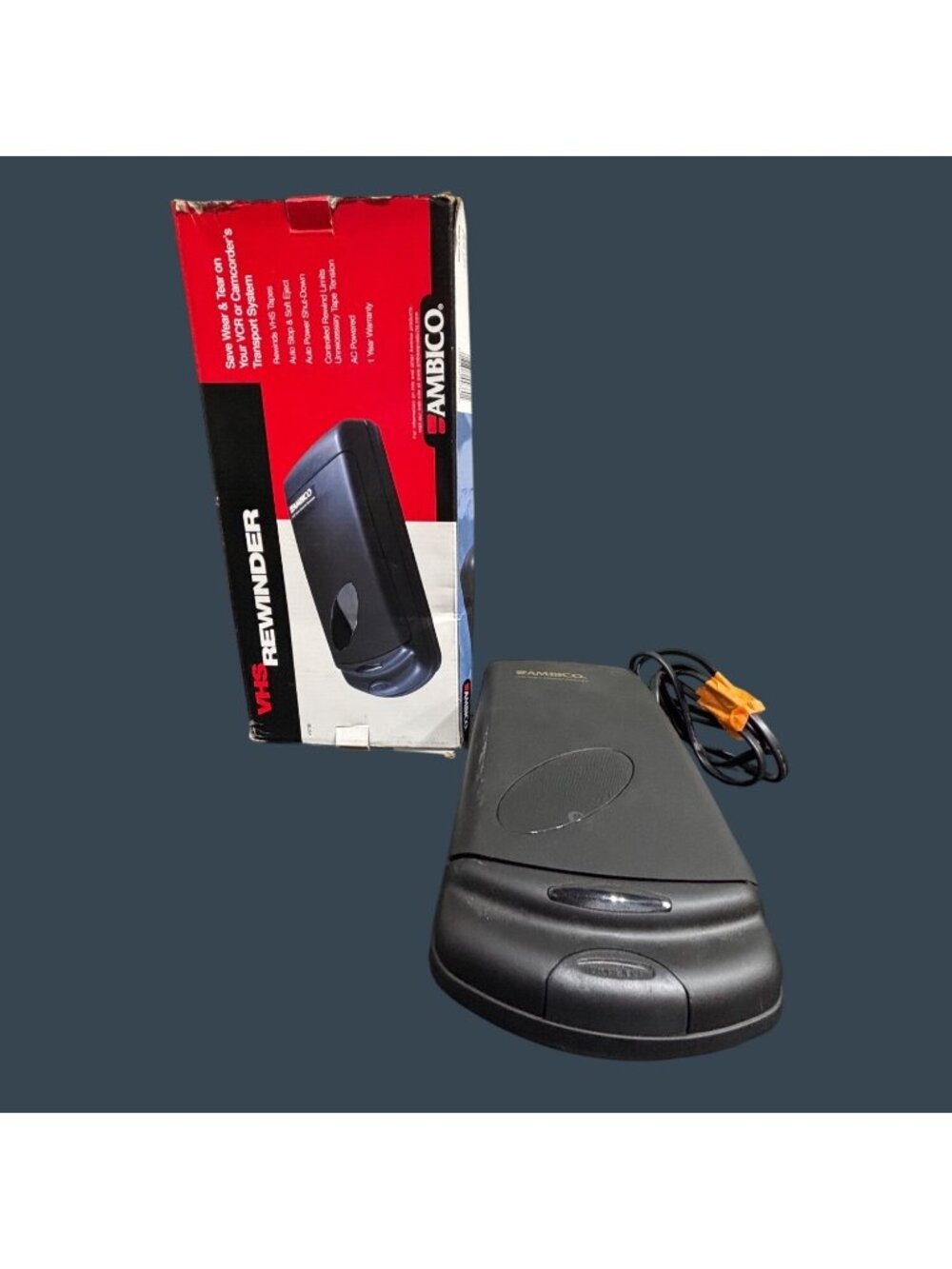 Kinyo VHS Tape Rewinder 00760‑4‑73 Auto Stop Soft Eject Black Tested